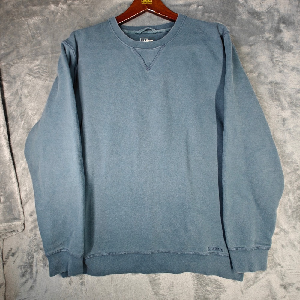 L.L. Bean Sweatshirt Mens XL Blue Heavy Crewneck Cotton Blend Pullover 508784